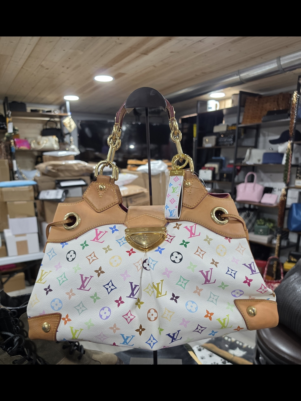 Murakami Ursula Monogram Canvas Satchel with Tan Leather Trim